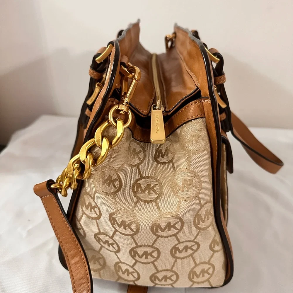 Michael Kors Cream and Tan Satchel